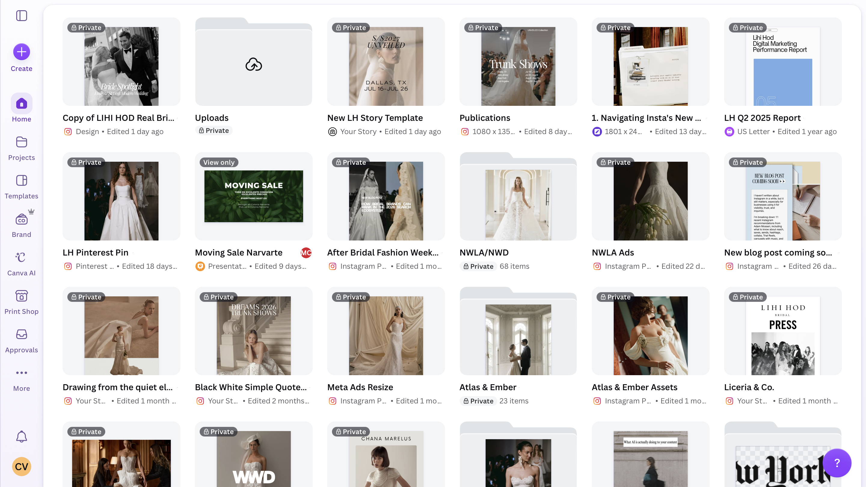 Canva workspace with brand asset library